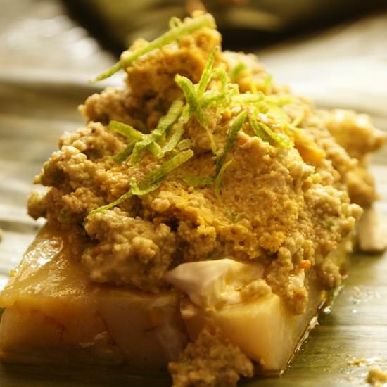 Fish Steamed in Banana Leaf