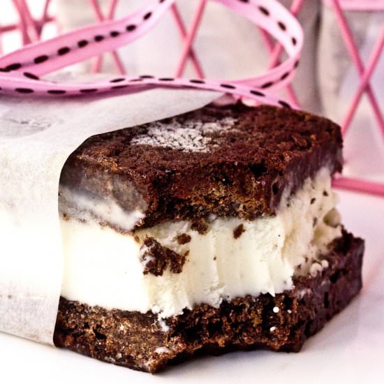 Fudgy Brownie Ice Cream Sandwiches