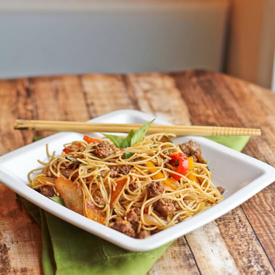 Thai Stir Fried Noodles and Beef