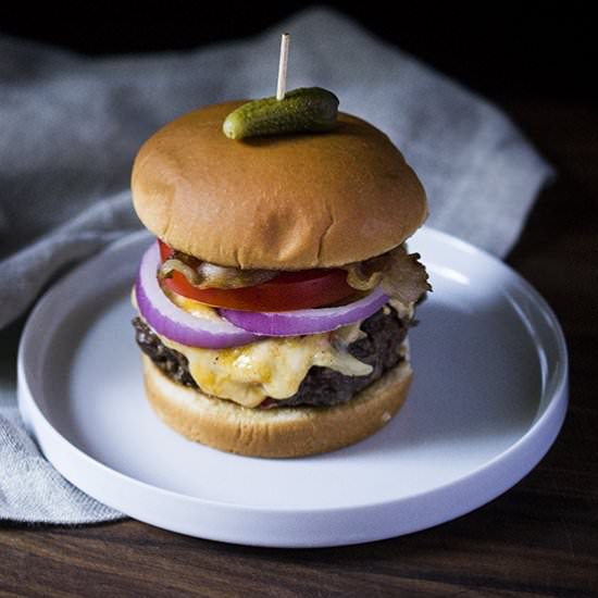 Pimento Cheese Burger with Bacon