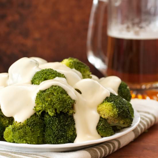 Broccoli w/ Cheddar Beer Sauce