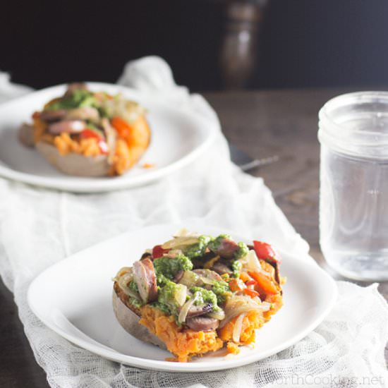 Sausage Stuffed Sweet Potatoes