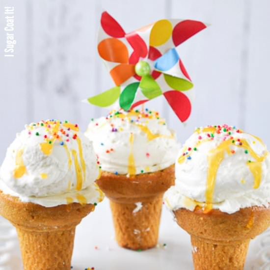 Mango Ice Cream Cone Cake