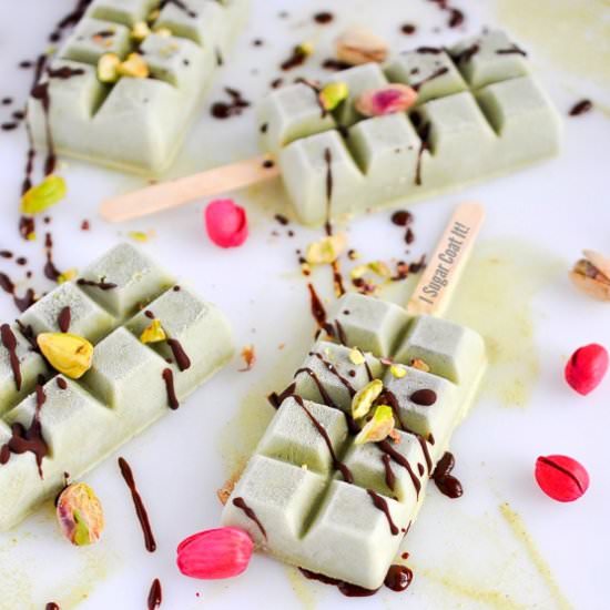 Malted Matcha Pistachio Popsicles