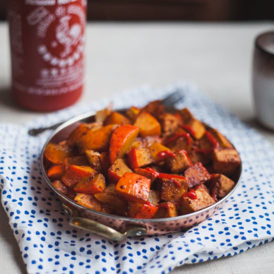 Berbere Squash, Maple Sriracha Tofu