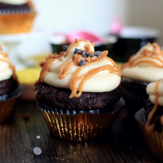 Dark Chocolate Caramel Cupcakes