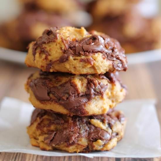 Nutella Swirled Pumpkin Cookies