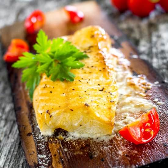 Honey Mustard Maple Plank Cod