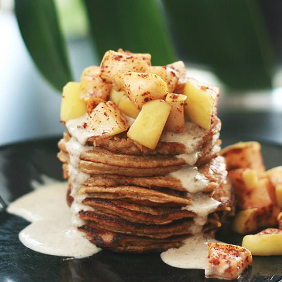 Apple Pancakes & Tahini Drizzle