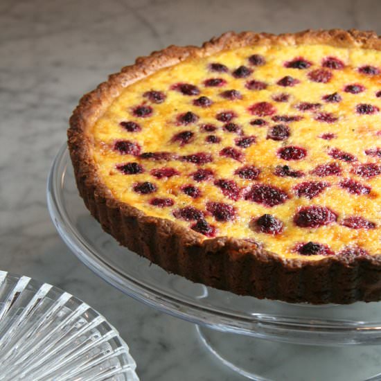 Raspberry custard tart
