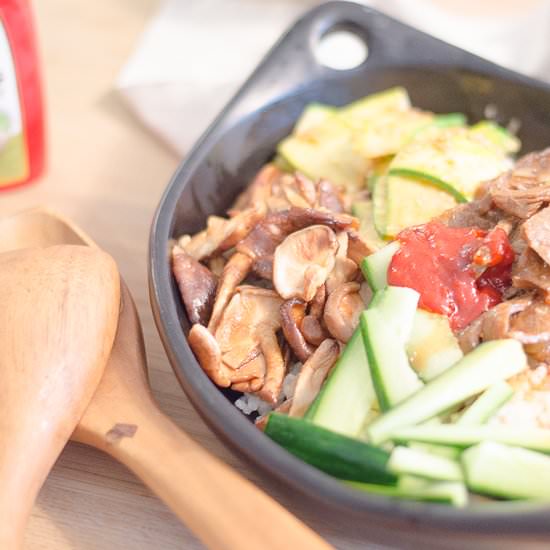Bibimbap and Beef Bulgogi