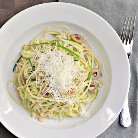 Zucchini Pasta w/ Olives & Pecorino
