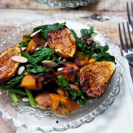 Warm Spinach Salad w Figs & Squash