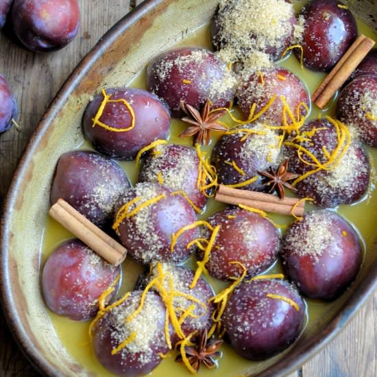 Spiced Poached Plums