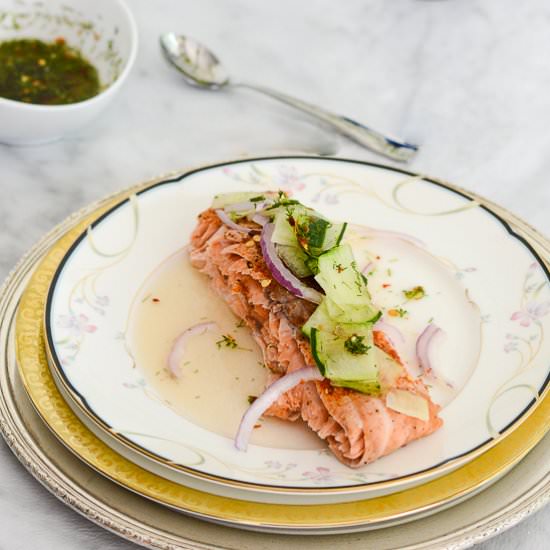 Baked Salmon with Cucumber Relish