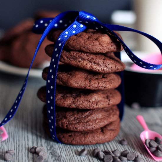 Chewy Double Chocolate Chip Cookies