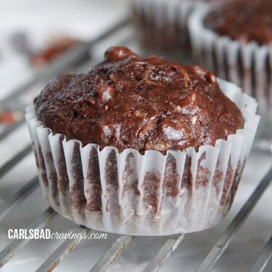 Skinny Chocolate Zucchini Muffins