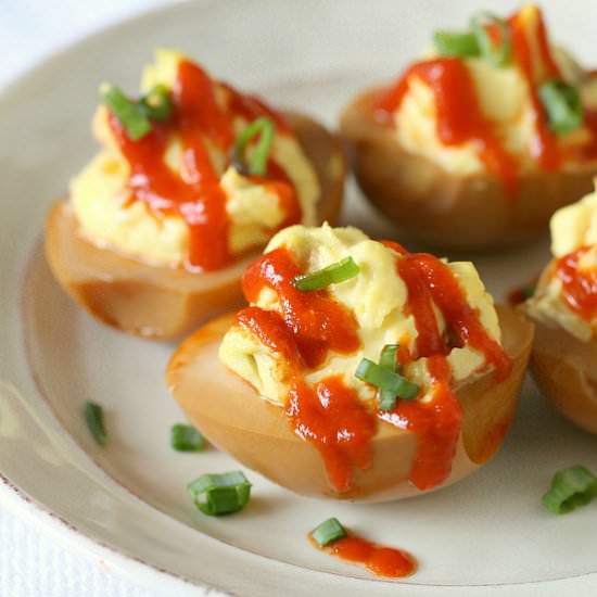 Soy Sriracha Deviled Eggs