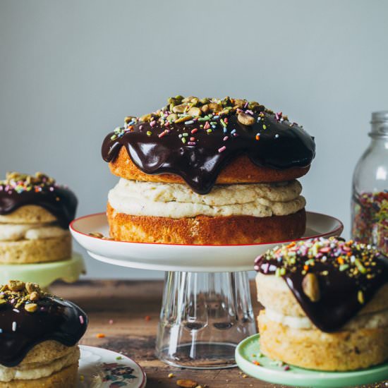 Pistachio Cake with Ganache
