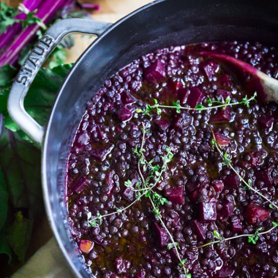 Beet Braised Lentils