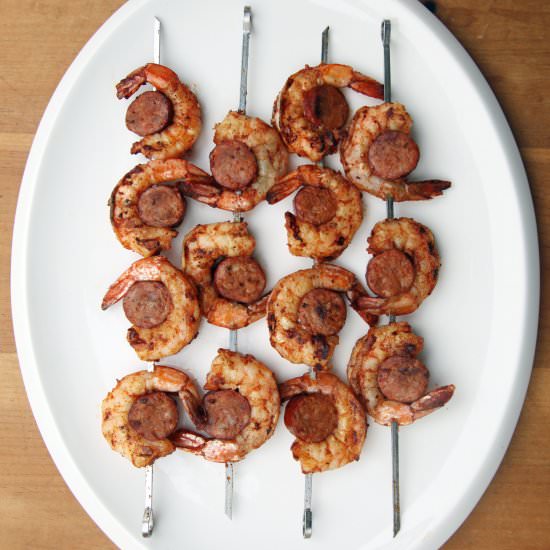 Spicy Shrimp and Chorizo Kebabs