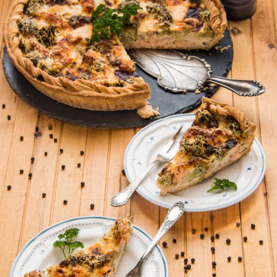 Salmon and Broccoli Quiche