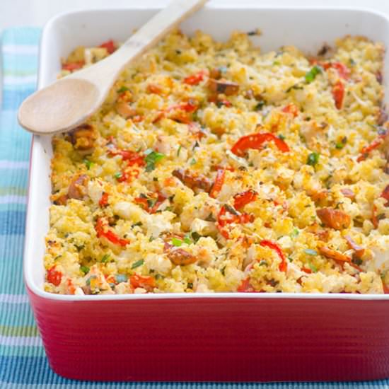 Cauliflower & Sausage Quinoa Gratin