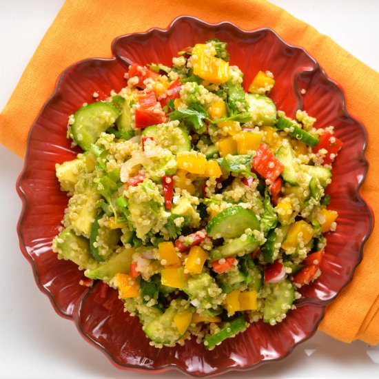 Quinoa, Bell Pepper, Avocado Salad