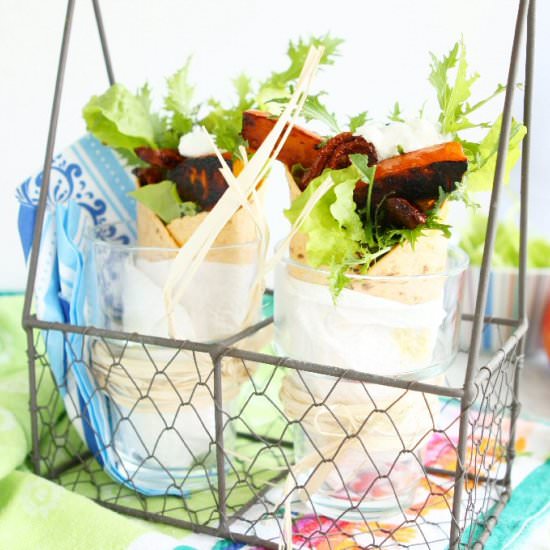Tomato Wraps with Pumpkin and Feta