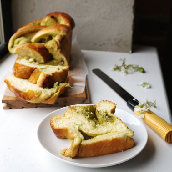 Matcha Brioche Braided Loaf