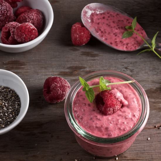 Raspberry Yogurt with Chia Seeds