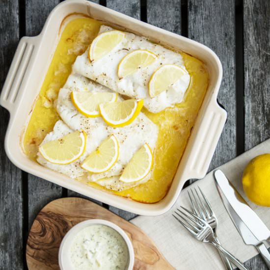Lemon Butter Cod with Tartar Sauce