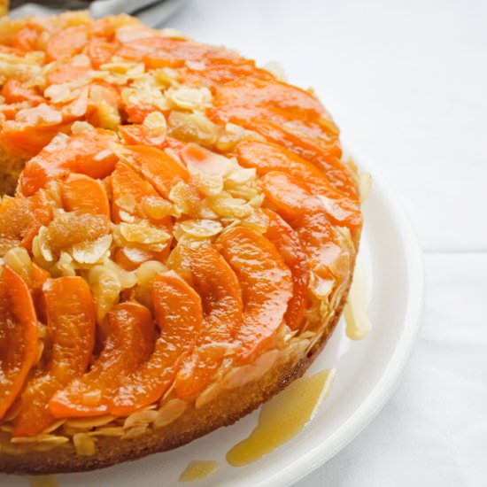 Apricot almond upside-down cake