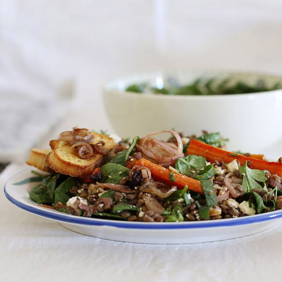 Lentil & roast carrot salad
