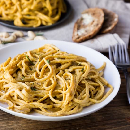 Vegan Pumpkin Alfredo Linguine