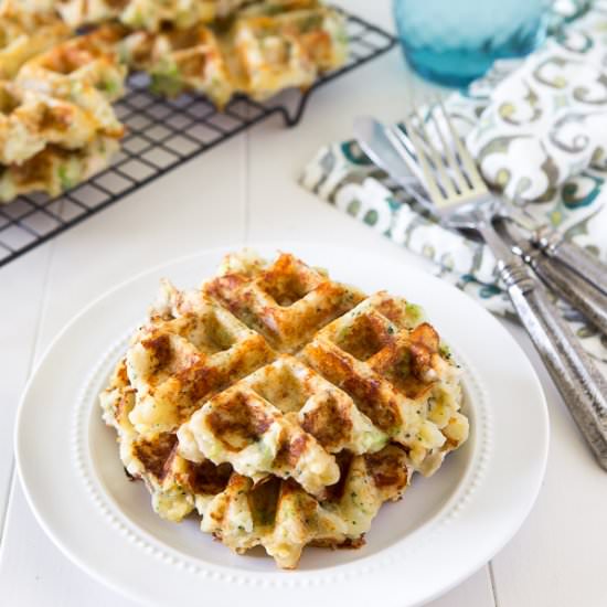 Chicken, Broccoli and Cheddar Waffle