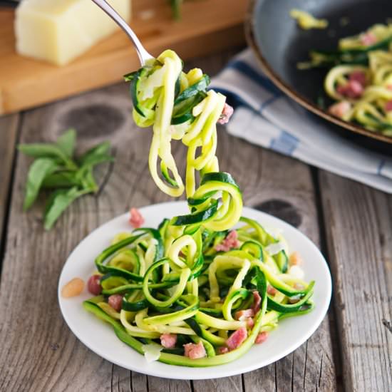 Zoodles with Crispy Pancetta
