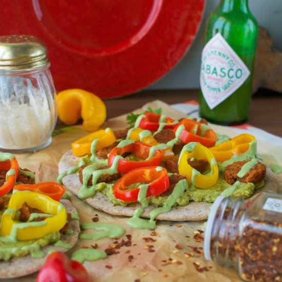 Sausage, Peppers, & Guac Flatbreads