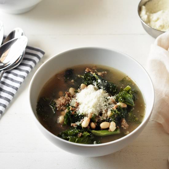 White Bean, Sausage and Kale Soup