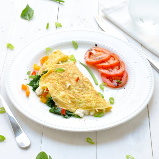 Spinach, Feta and Peppers Omelet