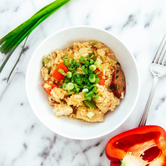 Chicken, Sausage, and Peppers Rice