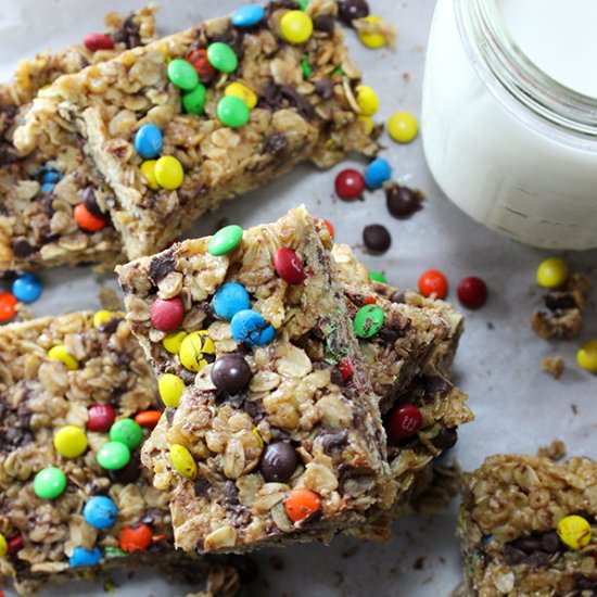 No Bake Mini M&M Granola Bars