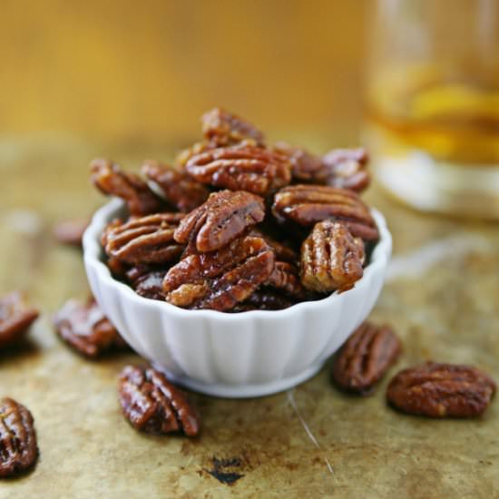 Bourbon and Honey Glazed Pecans