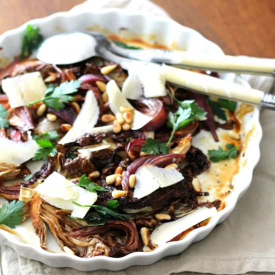 Salad of baked radicchio and onion