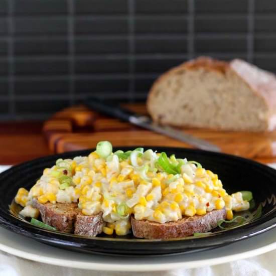 Spiced, saucy corn on toast