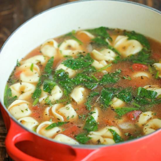 Spinach Tomato Tortellini Soup