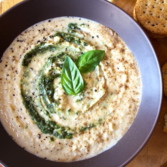 Hummus with Basil Pesto