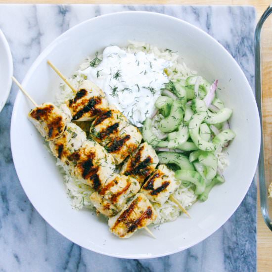 Grilled Chicken Kebab Bowls