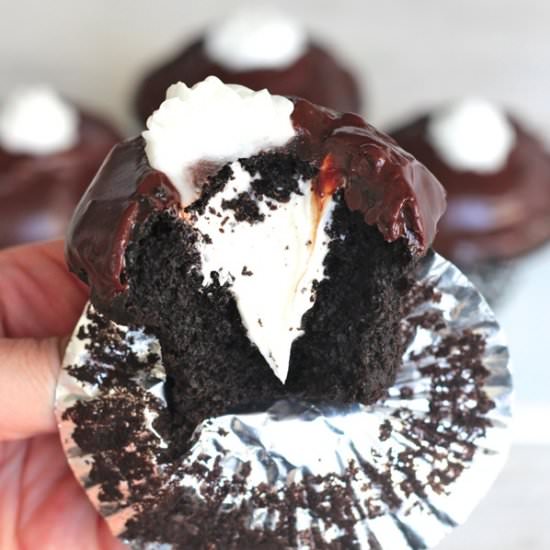 Dark Chocolate Cream Filled Cupcake