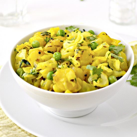 Cabbage Potato & Green Pea Stir Fry